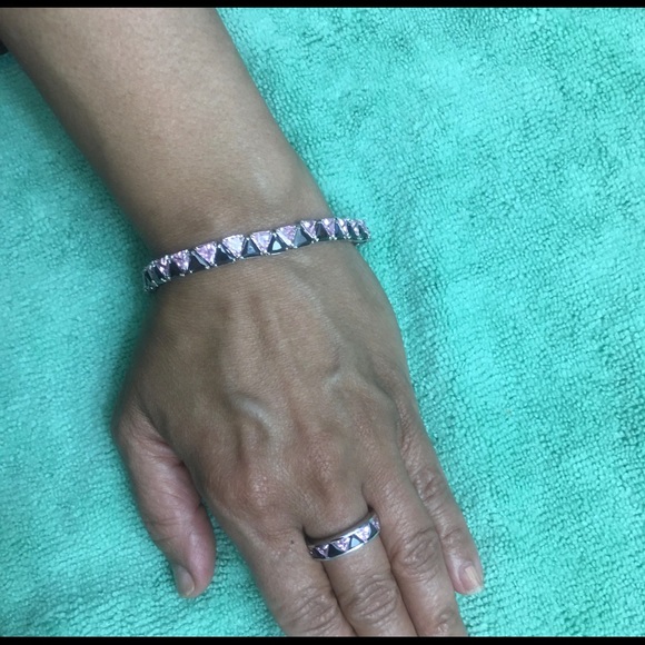 Suzanne Somers Pink & Black Earring Ring Bracelet - Picture 14 of 16